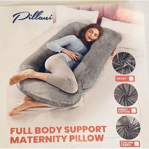 Maternity & Pregnancy Pillow Cooling Fabric Full Body Support Gray by Pillani